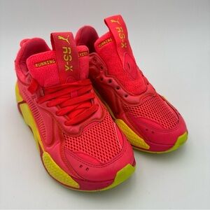 Women's Puma RS-X Soft Case Neon Pink Yellow Alert Athletic Shoe Size 4.5